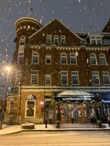 Blennerhassett Hotel on a Snowy Winter Day